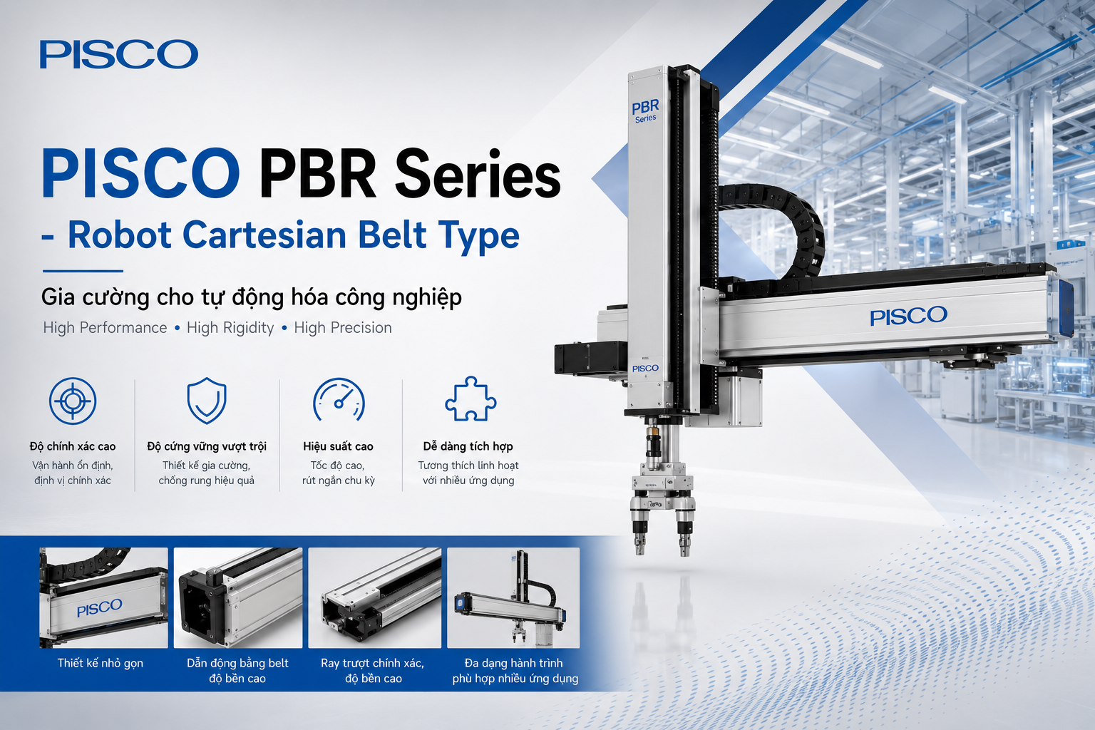 PISCO PBR Series - Robot Cartesian Belt Type gia cường cho tự động hóa công nghiệp
